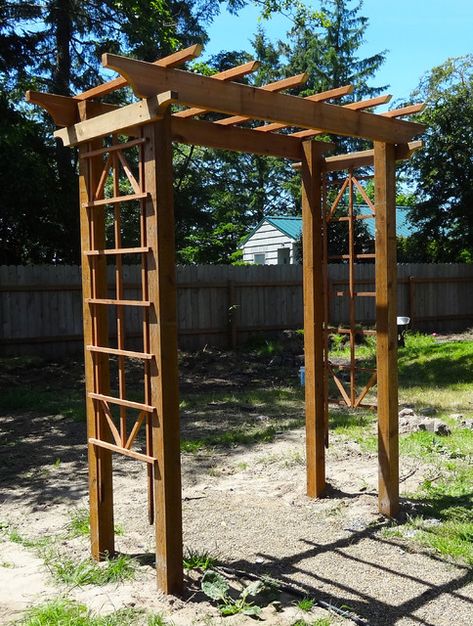 Diy Arbor, Diy Arbour, Wooden Arbor, Arbors Trellis, Cheap Pergola, Garden Vines, Garden Arbor, Wooden Pergola, Backyard Pergola