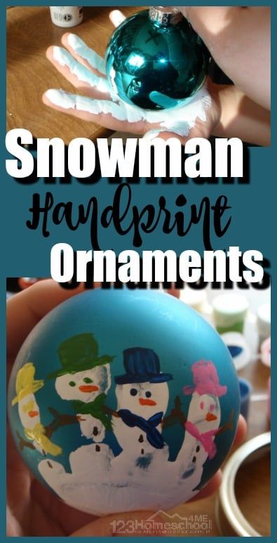 Snowman Handprint Ornament, Snowman Handprint, Spinning Christmas Tree, Christmas Science Experiments, Christmas Tree Ornament Crafts, Diy Schneemann, Handprint Ornaments, Ornament Snowman, Diy Christmas Ornament