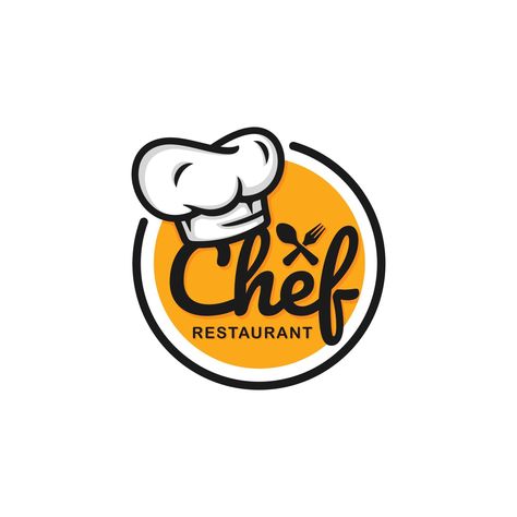 Chef logo design vector illustration. Restaurant logo Chef Logo Design, Food Blog Logo, Resturant Logo, Eco Logo Design, Corel Draw Design, Food Logo Design Inspiration, Bold Logo Design, Chef Logo, Logo Design Love