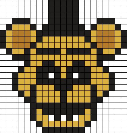 Golden Freddy FNAF 21 X 22 Perler Bead Pattern | Bead Sprites | Characters Fuse Bead Patterns Fnaf Beads Pattern, Perler Bead Patterns Fnaf, Fnaf Perler Beads Pattern, Fnaf Pixel Art Grid, Fnaf Perler Beads, Pixel Art Fnaf, Fnaf Pixel Art, Perler Beads Pattern, Pixel Art Minecraft