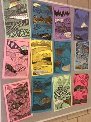 Art at Becker Middle School: Zentangle Landscapes Zantangle Art, Classe D'art, 7th Grade Art, 8th Grade Art, Middle School Art Projects, Child Education, Art Lessons Middle School, 6th Grade Art, 4th Grade Art