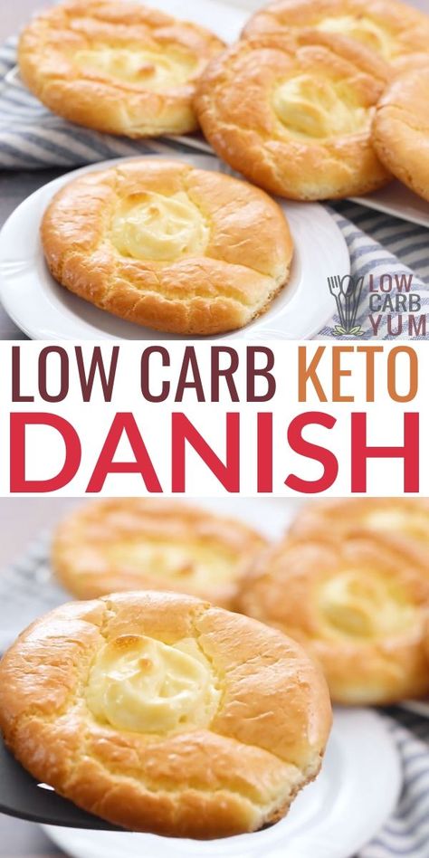 A keto danish made using a low carb cloud bread recipe. This low carb danish with cream cheese is just 1.1 grams of net carbs for each pastry! Keto Danish, Cloud Bread Recipe, Cookie Mixes, Cheese Keto, Keto Gluten Free, Protein Baking, Lowest Carb Bread Recipe, Postre Keto, Cheese Danish