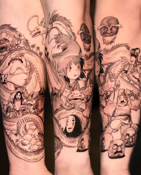 Hayao Miyazaki Tattoo, Tattoo Shapes, Miyazaki Tattoo, Tatuaje Studio Ghibli, Studio Ghibli Tattoo, Spiderman Tattoo, Anime Tattoo Ideas, Ghibli Tattoo, One Piece Tattoos