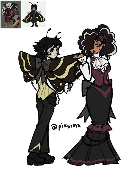 Oc Fashion Ideas, Goth Guy Drawing, Goth Oc Drawing, Goth Drawing Reference, Goth Characters Cartoon, Bat Oc Drawing, Butterfly Outfit Drawing, Goth Dress Drawing, Butterfly Oc Art