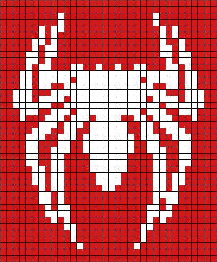 Alpha pattern #92480 variation #178720 | BraceletBook Spider Man Alpha Pattern, Crochet Pixel Pattern, Knitting Colorwork, Spiderman Symbol, Spiderman Logo, Colorwork Chart, Beaded Patterns, Colorwork Knitting, Fun Crochet