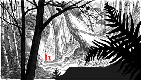 Chris Tsirgiotis Black And White Environment, Forest Storyboard, Arte Peculiar, Bg Design, Landscape Concept, Background Drawing, Over The Garden Wall, Environmental Design, Landscape Illustration