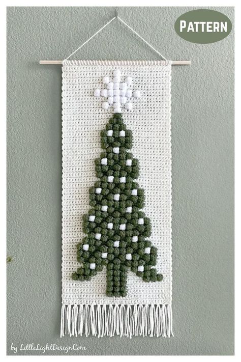 Christmas Tree Wall Hanging, Crochet Christmas Trees Pattern, Holiday Crochet Patterns, Tree Wall Hanging, Crochet Christmas Tree, Wall Hanging Pattern, Crochet Wall Art, Christmas Tree Wall, Crochet Tree