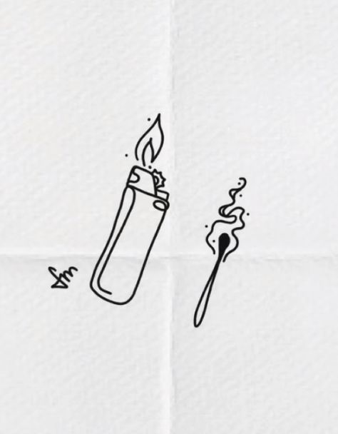 Lighter Tattoo Matching, Twin Flame Lighter Tattoo, Lighter And Match Tattoo, Match And Lighter Tattoo, Tiny Lighter Tattoo, Lit Match Tattoo Simple, Lighter Flame Tattoo, Simple Lighter Tattoo, Match Tattoos Fire