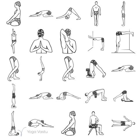 Iyengar Yoga Poses, Yoga Chart, Vinyasa Yoga Sequence, Cow Face Pose, Upper Back Muscles, Eagle Pose, Yoga Inversions, Corpse Pose, Mountain Pose