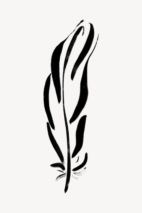 Feather Illustration Design, Feather Line Drawing, Feather Logo Design Ideas, Feather Line Art, Feather Doodle, Line Art Bird, Bird Line Drawing, Bird Black And White, Doodle Clipart