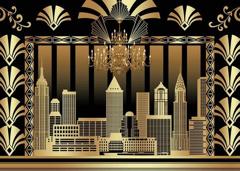 Roaring 20s Backdrop, 1920 Background, Gatsby Background, Great Gatsby Party Decorations, Vintage Camera Decor, Black Gold Art, New Years Eve Party Ideas Decorations, Studio Photography Backdrop, Camera Decor