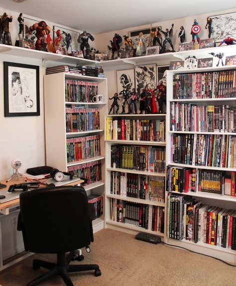 Sala Nerd, Nerd Bedroom, Nerd Room Ideas, Gamer Room Diy, Gamer Room Design, Comic Room, Geek Room, Nerd Room, Otaku Room