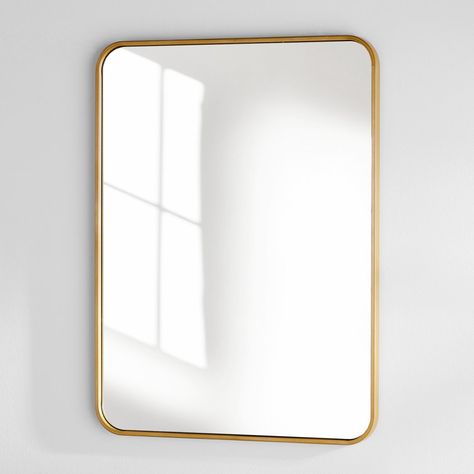 Sabine Metal Rounded Rectangle Wall Mirror Barn Mirror, Powder Room Lighting, Rectangle Wall Mirror, Wood Barn, Wall Wood, Bathroom Design Inspiration, White Mirror, Wood Wall Mirror, Rounded Rectangle