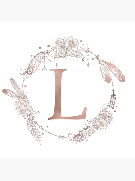 "Letter L Rose Gold Pink Initial Monogram" Poster by naturemagick | Redbubble Monogram Wallpaper, Initial L, Gold Quotes, The Letter I, Rose Gold Print, Logo L, Alphabet Wallpaper, Paper Flower Crafts, Initial Monogram