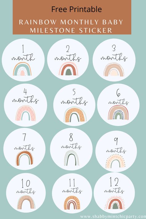 Print out these gender neutral rainbow baby monthly milestone stickers for some adorable pictures of your little ones. Freeze those adorable moments with these baby milestone stickers. Great gift for baby shower or new baby gifts. Pair it with a cute baby bodysuit and shoes. #babyshowergift #babygirlgifts #babyboygifts #christmasgifts #babychristmas #babygifts #milestonecard #milestonestickers #milestonephotos Milestones For Babies, Months Stickers, Baby Milestone Chart, Baby Labels, Baby Month Stickers, Monthly Pictures, Sticker Baby, Monthly Baby Photos, Milestone Stickers