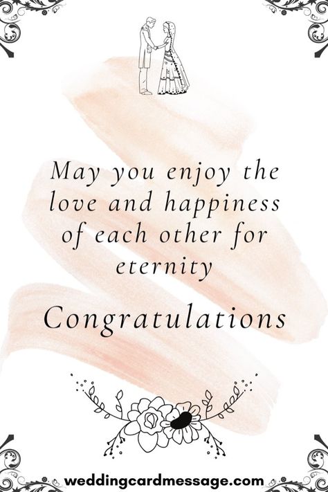 Send your love to the happy couple with these wedding wishes for the bride and groom. Let them know how happy you are for them on their big day Wedding Cards For Bride And Groom, Congrats For Wedding Wishes, Wedding Quotes For Sister, Wedding Messages To Bride And Groom Quote, Wedding Messages To Bride And Groom Note, Wedding Quotes To The Couple Inspiration, Quotes Wedding Wishes, Bride To Be Wishes For Friend, Wedding Wish Card