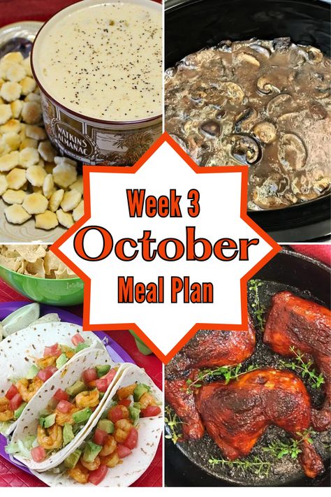 October Meal Plan, Meal Plan For Week, Weeknight Dinner Recipes, Meal Plan Week, Monthly Meal Planning, One Dish Dinners, Weekly Meal Plan, Weeknight Dinner Recipe, Delicious Dishes