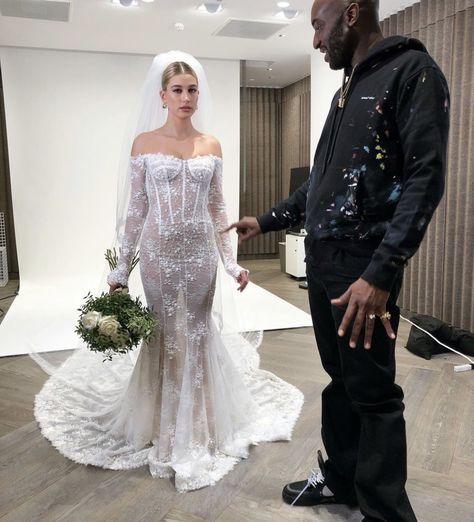 Hailey Bieber Wedding, Hailey Rhode Baldwin, Hailey Rhode, Marriage Dress, Fitted Wedding Dress, A Wedding Dress, Hailey Baldwin, Virgil Abloh, Hailey Bieber