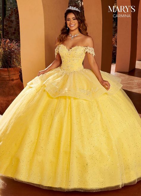 Yellow Quince Dress, Mascarade Ball Dresses, Yellow Gown Dress, Quinceanera Dresses Yellow, Long Off Shoulder Dress, Yellow Quinceanera Dresses, Yellow Quince, Yellow Ballgown, Tulle Bolero