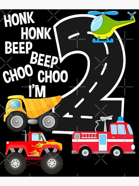 "Trucks 2nd Birthday Party Toddler I'm 2 Year Old Bday" Art Print for Sale by MalloWilli | Redbubble Truck And Car Birthday Party, Birthday Theme For 2 Year Boy, 2nd Birthday Activities Toddlers, Birthday 2 Year Boy, Transportation Party Ideas, Trucks 2nd Birthday Party, 2nd Birthday Photo Shoot Ideas For Boys, 2nd Birthday Party For Boys Themes, Two Year Old Birthday Party Boy Themes