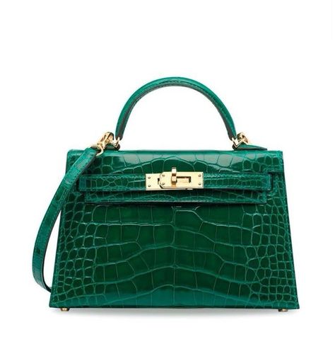 Hermès Kelly Sellier 20 Emerald Shiny Alligator Gold Hardware Birkin Purse, Unrealistic Wishlist, Kelly Sellier, Hermes Kelly Bag, Trendy Handbags, Kelly Bag, Luxury Purses, Hermes Handbags, Pretty Bags