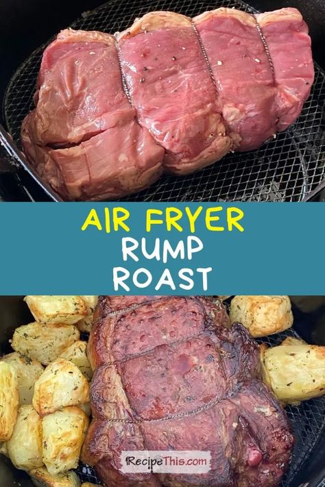 Air Fryer Rump Roast. How to cook a rump roast in an air fryer. This angus beef rump roast is cooked in the air fryer with roast potatoes, roast carrots and roast parsnips for the ultimate dump it in the air fryer roast beef dinner for two. Roast In The Air Fryer, Cooking A Rump Roast, Rump Steak Recipes, Roast Parsnips, Air Fryer Recipes Beef, Beef Rump Roast, Air Fryer Roast, Roast Carrots, Rump Roast