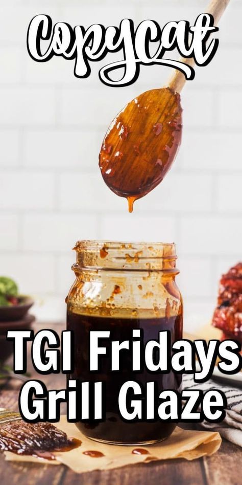 This Jack Daniels Grill Glaze is made famous from TGI Fridays restaurants and our copycat version can now be easily made at home!! #TGIFridays #grillglaze #BBQ Whiskey Glaze Recipe, Jack Daniels Glaze, Jack Daniels Recipes, Jack Daniels Bbq Sauce, Jack Daniels Sauce, Tgi Fridays, Copykat Recipes, Copycat Restaurant Recipes, Bbq Sauce Recipe