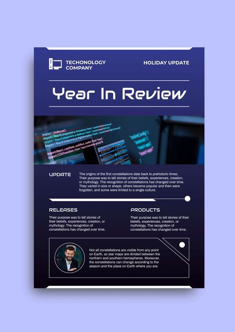 Gradient Futuristic Year In Review Holiday Printable Newsletter Tech Newsletter, Christmas Newsletter, Newsletter Template, Year In Review, Holiday Printables, Newsletter Design, Brand Kit, Free Graphic Design, Social Media Platforms
