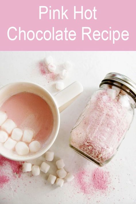 Easter Bunny Pancakes, Pink Hot Chocolate, Mini Cheesecakes Easy, How To Make Pink, Hot Chocolate Mix Recipe, Homemade Hot Chocolate Mix, Diy Hot Chocolate, Hot Chocolate Gifts, Hot Chocolate Recipe