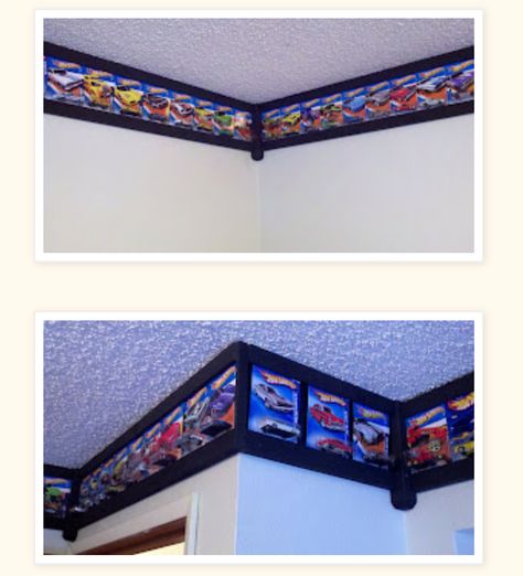 Hot Wheel Displays, Hot Wheel Wall Display, Car Guy Room Ideas, Hot Wheels Decor, Hot Wheels Display Ideas, Guys Room Ideas, Hot Wheels Room Decor, Hot Wheels Storage Display, Guy Room Ideas