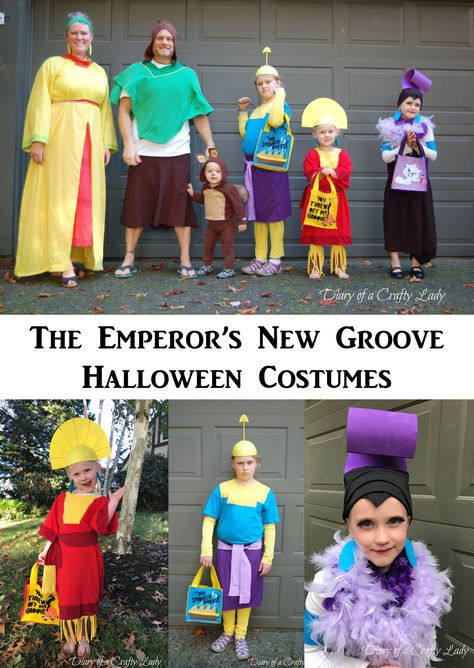 The Emperor's New Groove - Our family Halloween themed costumes!  Come check out how they were made, and all the adorable details! The Emperors New Groove Costume, Diy Emperors New Groove Costume, Emporers New Groove Halloween Costume, Empowers New Groove Costume, Emperors New Groove Trunk Or Treat, Pacha And Wife Costume, Emperors New Groove Halloween Costume, Kuzco Llama Costume, Emperors New Groove Costume Family