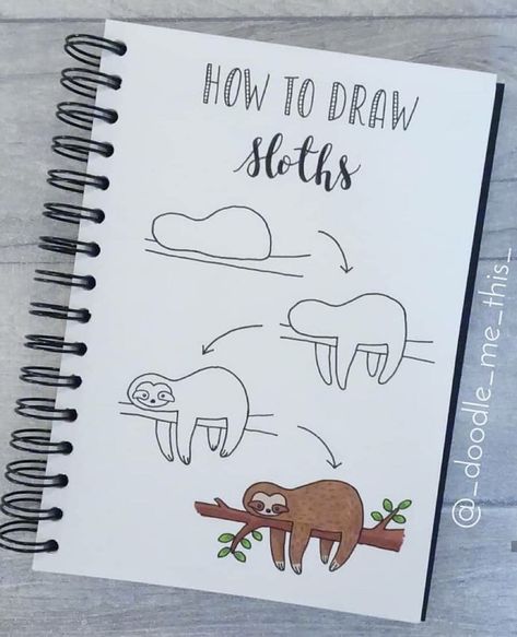 Realistic Flower Drawing, Doodle Art For Beginners, Easy Disney Drawings, Sloth Life, Sloth Art, Doodle Art Journals, Pencil Drawings Easy, Easy Doodle Art, Easy Doodles Drawings