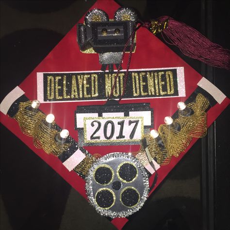 Delayed not denied grad cap idea. Love this, after all, it doesn't say how many years it took you on your degree, it just says you got the degree. That's what matters. // follow us @motivation2study for daily inspiration Delayed Not Denied, Grambling State University, Grad Cap Decorated, Custom Graduation Caps, University Graduate, Grad Cap Designs, Grad Caps, Cap Ideas, Graduation Caps