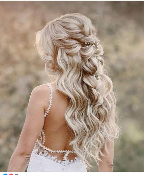 Cute Half Up Half Down Wedding Hairstyles, Wedding Hair Mostly Up, Bride Hair Inspo Half Up Half Down, Bride Half Down Hairstyles, Bride Wedding Hair Braid, Wedding Hair Piece With Veil, Bride Hairstyles Extensions, Wedding Hair With Extensions Brides, Wedding Hair Half Up Half Down With Braid