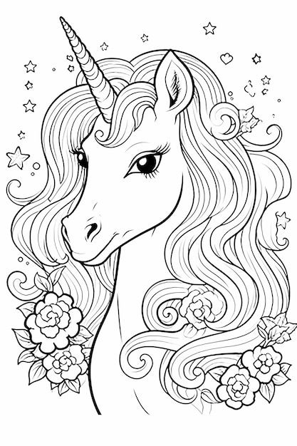 Einhorn zum ausmalen, vollformat, keine ... | Premium Photo #Freepik #photo #malbuch #malvorlagen #faerbung-kinder #ausmalbilder-einhorn Unicorn Printables, Unicorn Coloring, Unicorn Pictures, Unicorn Illustration, Horse Coloring Pages, Unicorn Colors, Fairy Coloring Pages, Fairy Coloring, Unicorn Cat