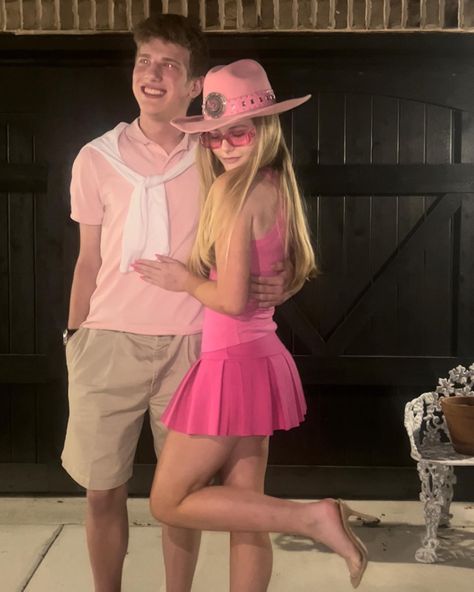 barbie and ken Barbie And Ken Group Costume, Barbie Inspired Men Outfits, Barbie And Ken Party Outfit, Barbie Guy Outfit, Guy Barbie Outfit, Ken Ans Barbie Halloween Costume, Barbie Outfits Guys, Barbie Movie Outfits Ideas Men, Barbie Theme Outfit For Men