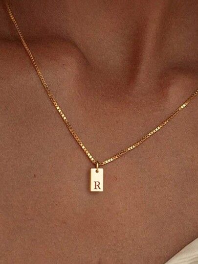 Alphabet Tag, Women Pendant, Etsy Personalized Gifts, Color Dorado, Jade Pendant, Letter Necklace, Trendy Jewelry, Stainless Steel Jewelry, Necklace For Women