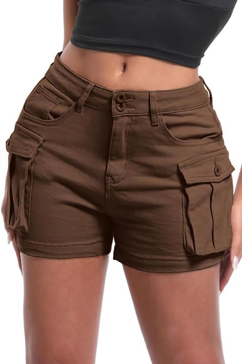 ELLEVEN Womens Cargo Shorts with Pockets Cargo Shorts for Women Cargo Shorts Women Women’s Cargo Shorts Short Shorts Cargo Shorts Y2K Womens Summer Shorts Arm Green Large at Amazon Women’s Clothing store Womens Cargo Shorts, Womens Cargo, Cargo Shorts Women, Short Cargo, Shorts Y2k, Womens Summer Shorts, Shorts Cargo, Jeans For Short Women, Shorts Women