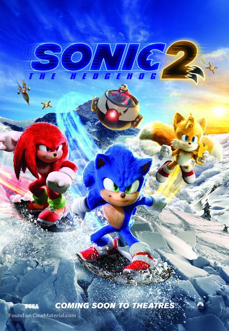 Sonic the Hedgehog 2 (2022) movie poster Sonic The Hedgehog Movie, Mario Day, Sonic The Hedgehog 3, Movie Sonic, Knuckles The Echidna, Sonic Dash, Sonic The Movie, Shadow Sonic, Sonic Movie