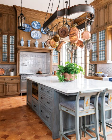 Southern Home Kitchen, Delft Kitchen, Texas Kitchen, Wooden Countertops, Southern Kitchens, Delft Tiles, Southern Lady, Cottage Kitchens, French Country Kitchen