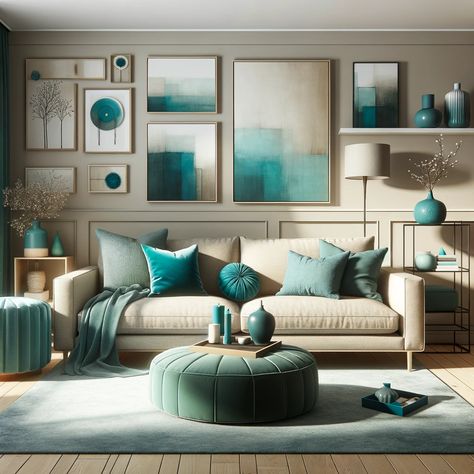 teal and beige living room Teal And Beige Living Room, Purple Accent Chair, Teal Carpet, Tan Living Room, Teal And Beige, Teal Rooms, Beige Living Room, Teal Chair, Teal Living Rooms