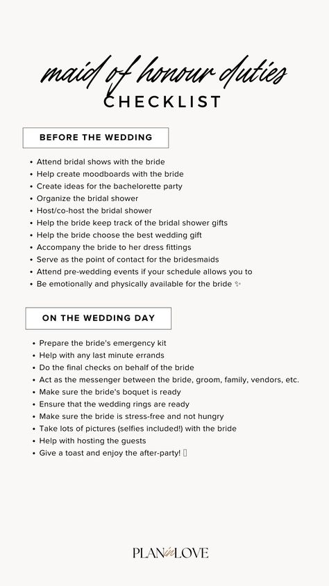 maid of honor duties | maid of honor duties checklist | bridal party coordination | maid of honor responsibilities  | wedding planning  | wedding day moments | wedding planning tools | wedding journey | wedding | plan in love Maid Of Honor Different Ideas, Made Of Honor Duties Checklist, Maid Of Honor Tasks, Maid Of Honor List, Maid Of Honor Day Of Duties, What Is The Maid Of Honor Responsible For, Maid Of Honour Checklist, Maid Of Honor List Of Duties, Roles Of Maid Of Honor