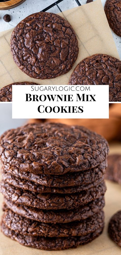 With this easy recipe, you can make the best brownie mix cookies. The chewy, fudgy cookies take minutes to prepare and need little time in the oven. They are irresistible, with crinkly tops and soft, gooey centers. Weight Watcher Brownie Cookies, Chocolate Cookies From Brownie Mix Recipes, Easy Cookies From Cake Mix Boxes, Small Batch Brownie Cookies, Fudge Brownie Mix Cookies, Duncan Hines Brownie Cookies, Betty Crocker Brownie Mix Recipes Hacks, How To Make Cookies From Brownie Mix Boxes, Brownie Mix Cookies 3 Ingredients