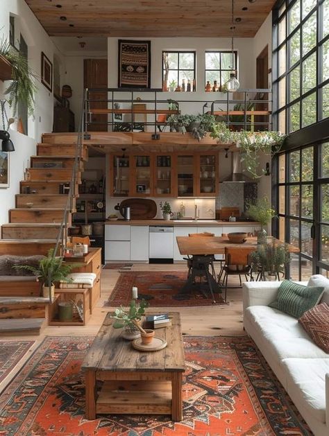 Mezannine Loft Interior Design, Montage House, Small Loft House, Tiny Mansion, Boho Sheek, Bedroom Office Space, Luxurious Houses, Space Organization, Studio Apartment Living