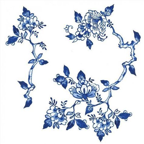 Chinese Porcelain Pattern, Blue Pottery Designs, Blue Ink Tattoos, Fleurs Art Nouveau, Red Tattoo Ideas, Red Ink Tattoo, Sketch Note, Red Tattoo, Chinese Flower