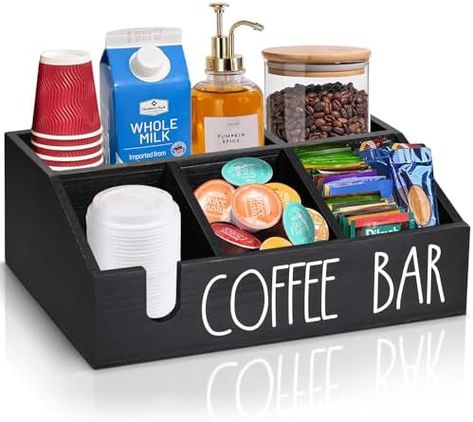 stylish and functional solution crafted from wood, designed to elevate your coffee experience. This organizer seamlessly accommodates coffee pods, ensuring easy access and a clutter-free space. Embrace the charm of rustic coffee bar decor while efficiently storing your coffee and tea condiments. Nespresso Coffee Bar Ideas, Nespresso Coffee Bar, Wooden Coffee Bar, Coffee Bar Organizer, Rustic Coffee Bar, Condiment Storage, Coffee Bar Accessories, Nespresso Coffee, Coffee Board