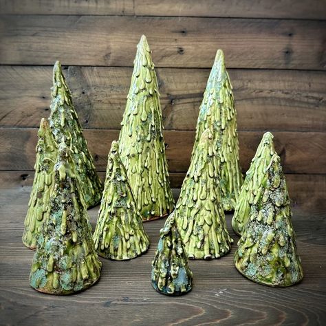 CreationsByMarge1 - Etsy Holiday Pottery, Ceramic Christmas Decorations, Cone Trees, How To Make Christmas Tree, Handmade Ceramics Pottery, Christmas Tree Set, Clay Hand, Garden Pottery, Pottery Gifts