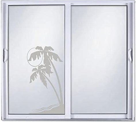 Palm Tree DIY Etched Glass Vinyl Privacy Film Glass Door Decals Sliding Door Decal Door Stickers Window Sticker Glass Front Entry Doors, Etched Glass Vinyl, Window Film Designs, Deur Sticker, Glass Decals, Door Decals, Sliding Patio Doors, Window Films, Glass Shower Doors