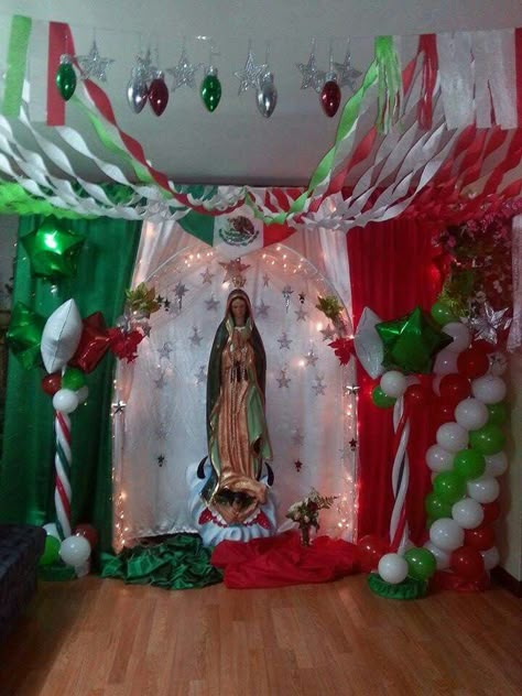 Decoration Para La Virgen De Guadalupe Virgencita Theme Party, Altar Para La Virgen Ideas En Casa, Altar Para La Virgen Ideas, Altar Civico Guatemala Ideas, Virgen De Guadalupe Shadow Box Ideas, Necklaces Guadalupe, Virgin Mary Painting, Home Altar Catholic, Catholic Altar