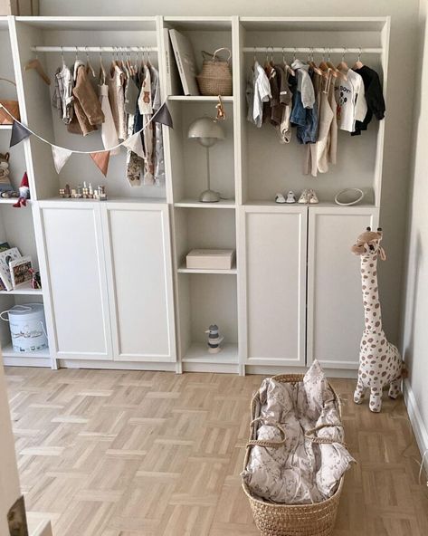 double ikea billy as nursery wardrobe Ikea Billy Bookcase Closet Hack, Ikea Billy Wardrobe Hack, Ikea Billy Wardrobe, Billy Wardrobe Hack, Billy Bookcase Wardrobe Hack, Ikea Wardrobe Closet, Ikea Wardrobes, Nursery Wardrobe, Bookcase Closet